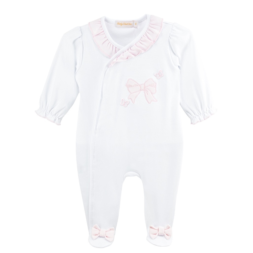 Pima Cotton Footie white and pink